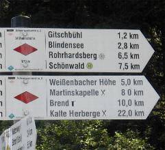 Wegweiser an der Wilhelmshöhe